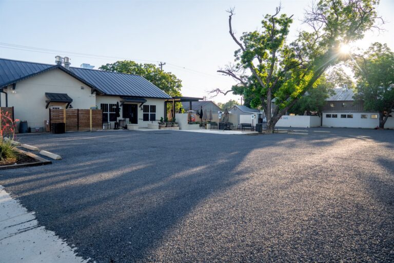 Newly paved commercial parking lot by Rafferty Paving