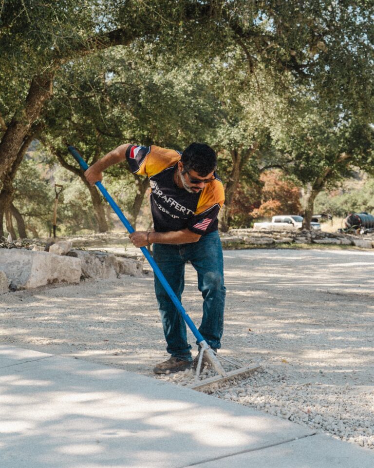 Rafferty Paving crew member working on a paving job