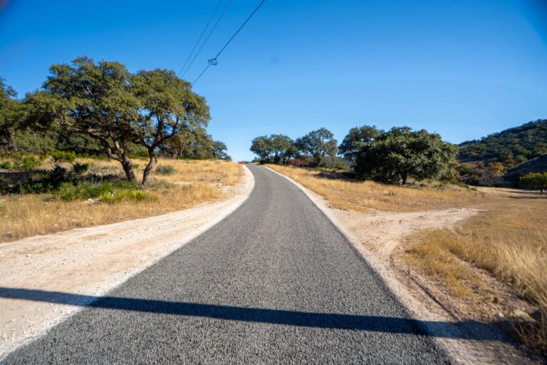 Chip seal road built by Rafferty Paving in the Texas Hill Country