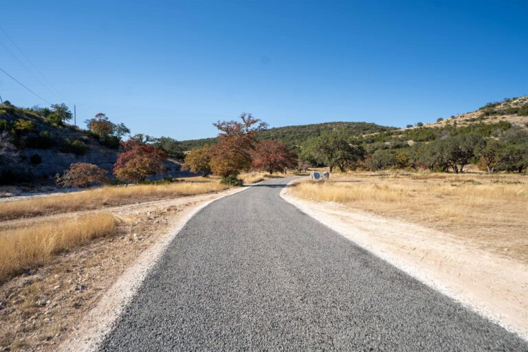 Chip seal road built by Rafferty Paving in the Texas Hill Country